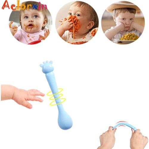 Cute Deer Silicone Soft Spoon Baby Spoons Newborn Baby Safety Tableware Infant Learning Spoons Teething Utensils Feeding