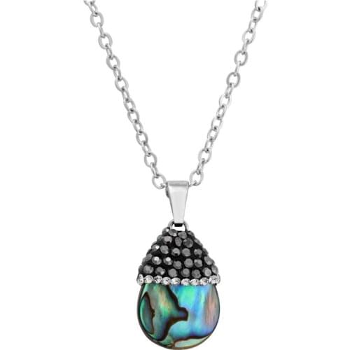 Fashion Shell Necklaces Women Colorful Water Drop Chain Necklaces With Bling Crystal Beads Women Necklace Jewelry