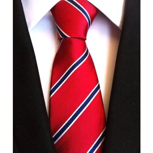 8cm Mens Formal Ties Red with Blue Classic Diagonal Stripes Necktie
