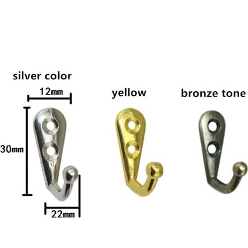 Wholesale Wall Hooks,Clothes Hat Bathroom Apartments Mini Hook Bronze Tone With 2 Holes,Zinc Alloy,30*12*22mm