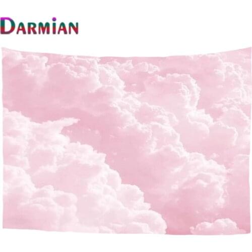 DARMIAN Tapestry Wall hanging Pink Sky White Clouds Bedspread Beach Towel Home Living Room Dorm Backdrop Wall Art Decoration New