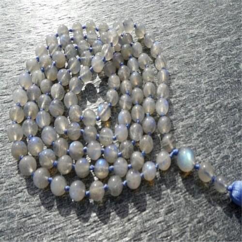 6mm 108 Labradorite Gemstone energy mala Necklace Reiki Ruyi Chakra Accessories Classic Bless Lucky Mala Spirituality