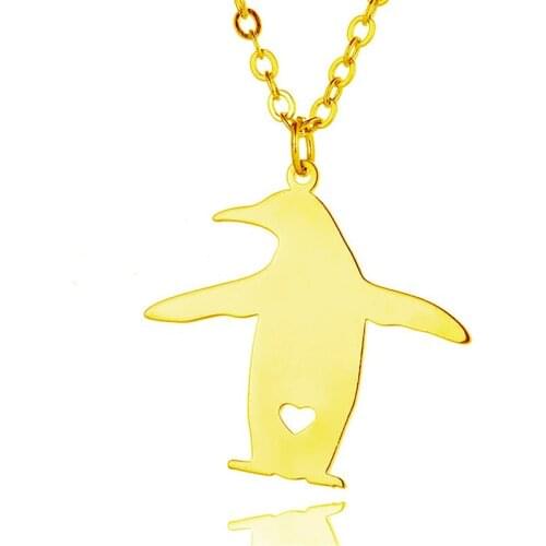 New Dancing Penguin Charm Necklace Gold Color Silver Color Stainless Steel Penguin Pendant Necklace Penguin Jewellery