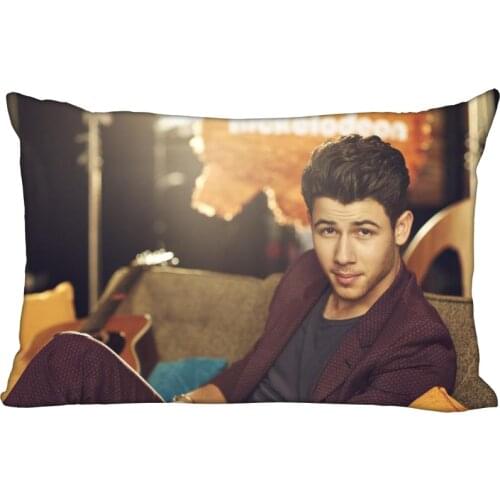 Custom Pillowcase Cover Nick Jonas Rectangle Zipper Pillow Cover Satin Fabric Pillowcase 40x60cm,50X75cm(Two sides)10-10