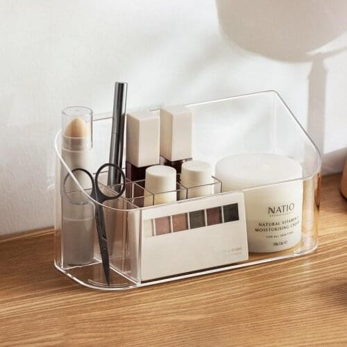 Simple Home Mirror Cabinet Storage Box Partitioned Organizing Box Transparent Desktop Cosmetics Jewelry Sundries Plastic Modern