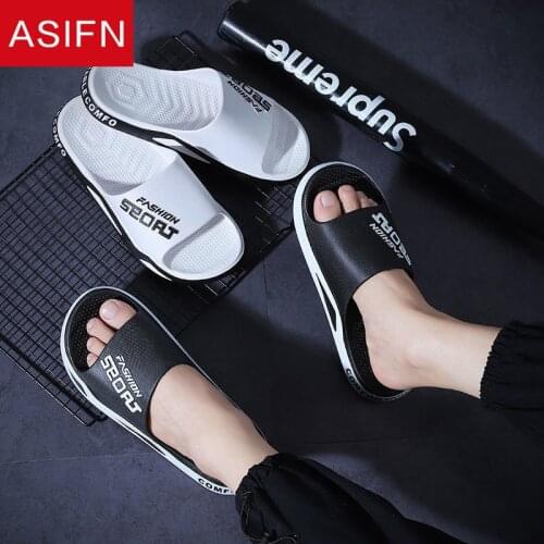ASINF Cool Slippers Men Female Summer Outdoor Beach Shoes Casual Breathable Flip Flops Man Non-slip PVC Indoor Bathroom Shoes