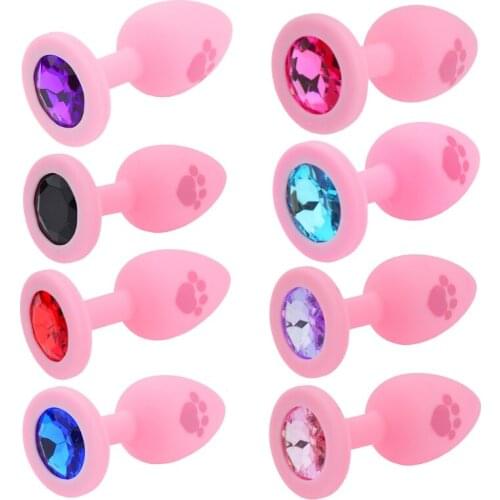 Cute Cat Paw Butt Plug Silicone Waterproof Manual Stimulation Pleasure Masturbating Sex Toy for Adult Women Lesbian Couples