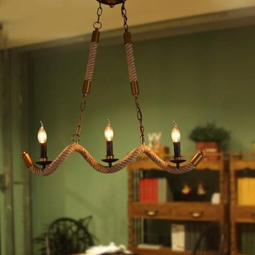 Nordic vintage pendant lamps industrial style light wavy rope chandelier for restaurant bar cafe warehouse bedroom lighting