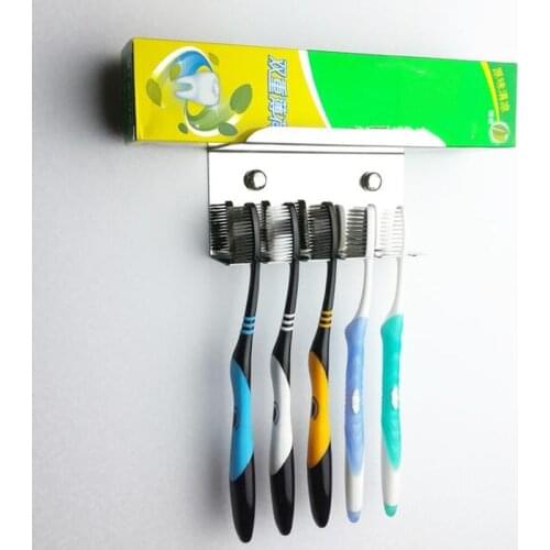 1PC stainless steel Toothbrush Holder Toothpaste Storage Rack suction wall Shaver Tooth Brush Dispenser Bathroom Organizer