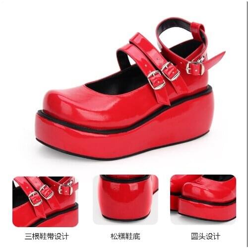 Fresh and soft girl shoes cute Japanese wild Lolita students round head thick-soled sponge cake Lolita shoes cos