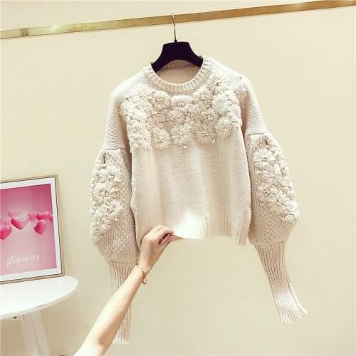 Turtleneck Sweater Female Fall/Winter Wear 2020 New Korean Loose Joker Short Knitted Shirt Lantern Sleeve Sweater Female Tops