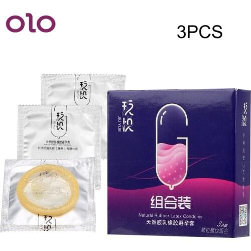 OLO 3 Pcs/Box Ultra Thin Condoms Sex Toys Intimate Goods Natural Latex Large Oil Lubricated Condom For Men Penis Contraception