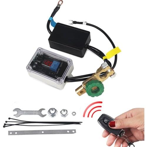 Universal 12v Car Battery Switch Disconnect Remote Control Voltmeter Display Power Master Switches Isolator Cut Off + Gloves