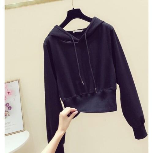 2021 Spring Autumn Women Harajuku Casual Loose Pullovers Top Feminino Long Sleeve Short Style Hoodie Sweatshirts Sudadera B295