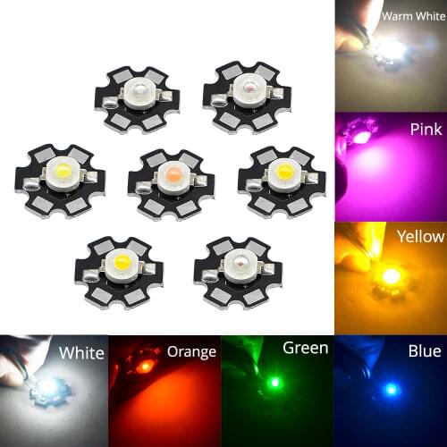 10X Min 1W 3W High Power White Red Blue Green light bead emitter LED Bulb Diodes Lamp Beads with 20mm Star PCB Platine Heatsink