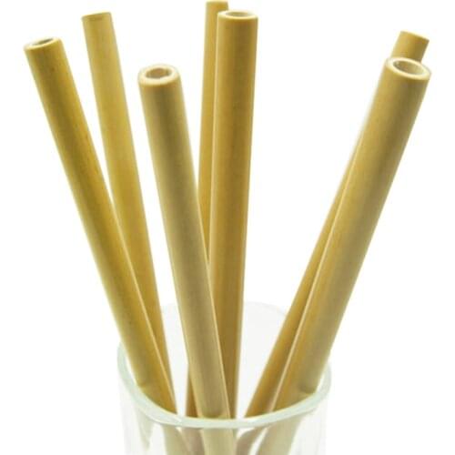 12pcs/set Natural Organic Bamboo Straw Reusable Eco Friendly Drinking Straws With Brush Family Birthday Party Kitchen Bar Tools