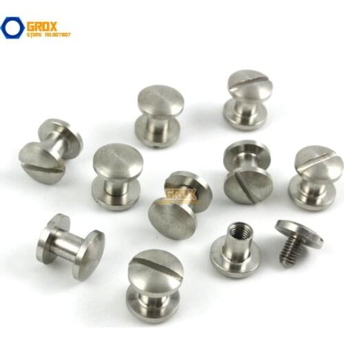 20 Set 8*5mm 304 Stainless Steel Rivet Chicago Screw for Leather Craft Cambered Head