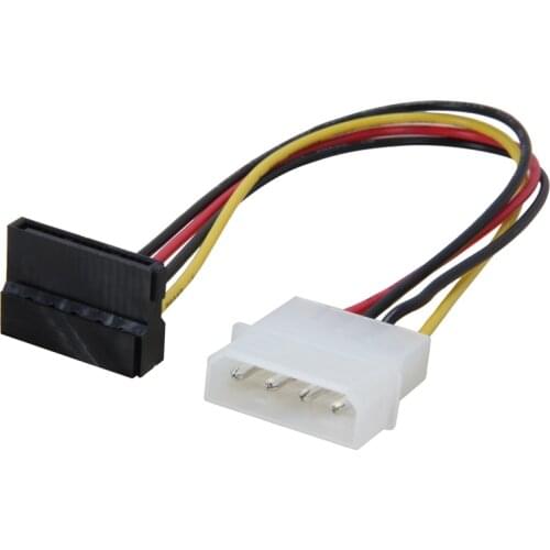 8 inches Molex 4-pin LP4 Male to SATA Power 15-pin 90-Degree Adapter Converter Cable for ATX 12V/5V & Hard Drive Disk HDD/SSD