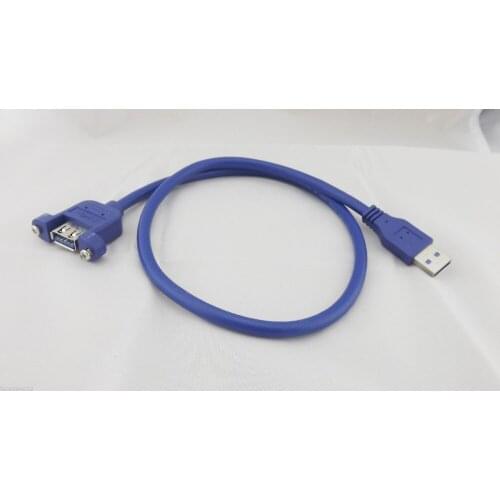 5pcs USB 3.0 A Extension Male To Female Molded Panel Mount Screw Lock Port Cable 0.6m