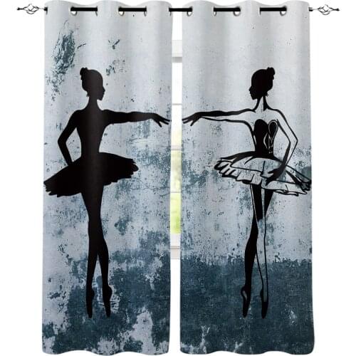 Ballet Dancer Danced Wall Window Curtains Window Blinds Bathroom Kids Room Kitchen Floral Decor Curtain Panels With Grommets