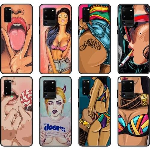 Black tpu Case For Samsung galaxy S20 /S20 PLUS/S20 ultra/S20+ /S20FE back cover hot flirt sexy girl