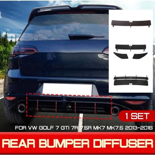 Black Matte Car Rear Bumper Diffuser Tail Apron Flaps Side Splitters Fits for VW Golf 7 GTI 7R 7.5R MK7 MK7.5 2013-2016
