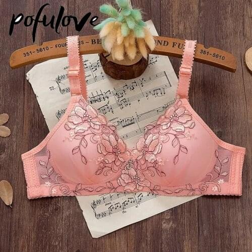 Floral Push Up Bra Sexy Lace Bras Women Wireless Thin Underwear Seamless Bralette Teen Girl Pink Brassiere Plus Size Lingerie