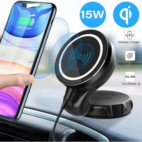 15W QI Magnetic Wireless Charger Holder For iPhone12ProMax Stand Dashboard Magnet Fast Charger 360° Desktop Phone Charging Mount