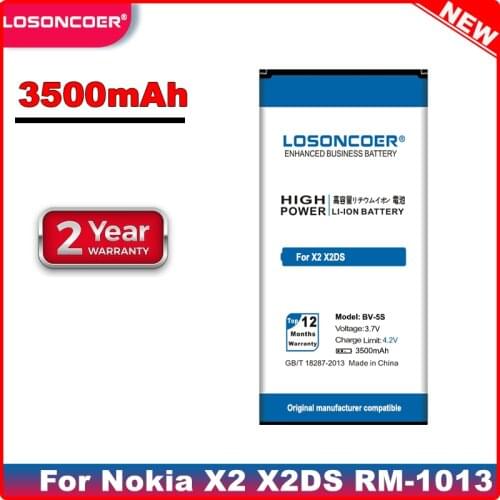 LOSONCOER 3500mAh BV 5S BV-5S Li-ion Battery for Nokia X2 / X2DS / RM-1013 Mobile Phone Battery