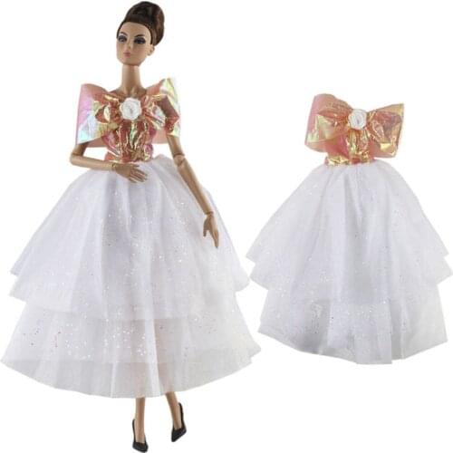 Fashion Pink White Party Gown Vestidoes For Barbie Dress Clothes Princess Costumes Outfits 1/6 BJD Doll House Accessory Kids Toy