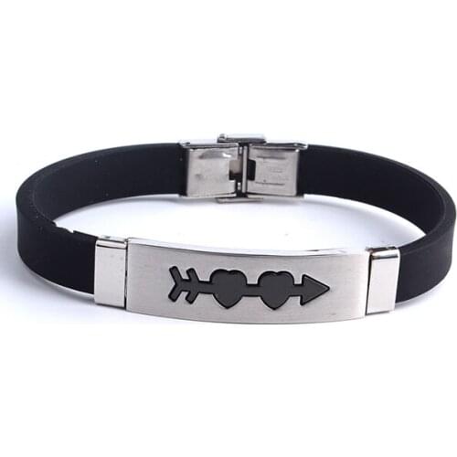 Multi style Scrub Decorative pattern cross A feed charm bracelets for men Silicone 316L Stainless Steel men jewelry