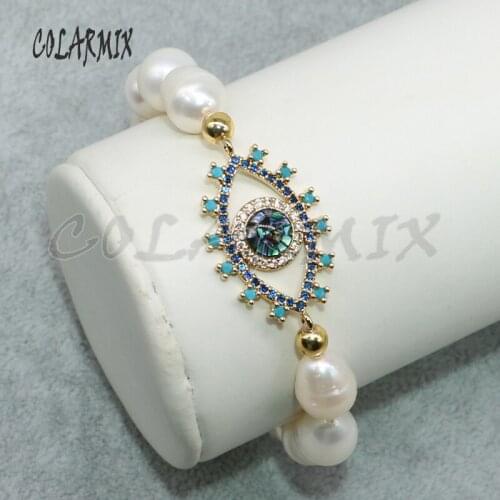 Natural pearls strand with eye charms fashion jewelry pearls jewelry Handmade jewelry Unique gift for lady