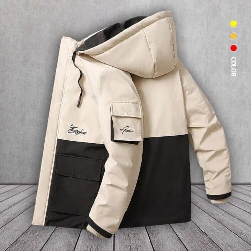 New Winter Jacket Men Thick Warm Parkas Jacket Men Hooded Solid Patchwork Windbreaker Male High Quality Coats Big Size M-6XL