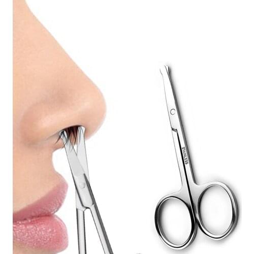Makeup Scissors Ladies Eyebrows Small Scissors Stainless Steel Round Head Cut Nose Hair Scissors Male Shaved Nose Hair Trimmer