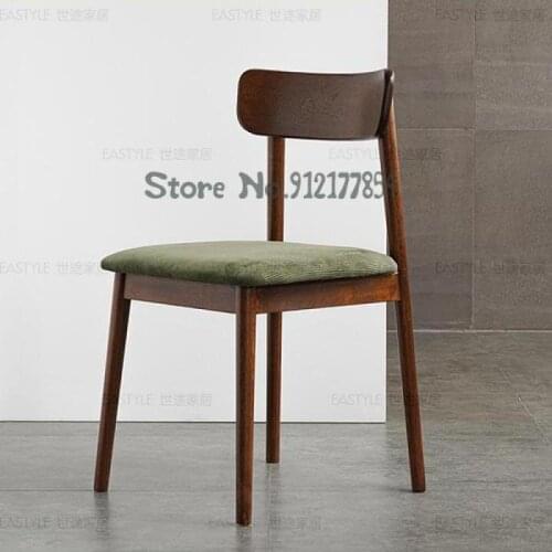 Nordic Japanese-style Solid Wood Dining Chair White Oak Backrest Retro Fabric Chair Simple Design Log Home Dining Chair