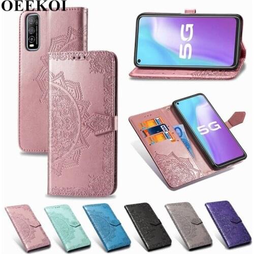 OEEKOL Datura Flower Flip Cover PU Leather Wallet Case for Vivo Y70S