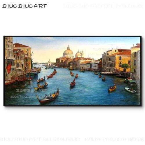Excellent Artist Hand-painted Italy Venice Landscape Oil Painting on Canvas Art Italian Landscape Water City Venice Oil Painting