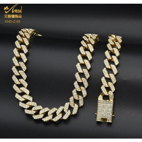 ANIID Zircon Necklace Hip Hop Iced Out Jewelry Initial Women Cuban Link Chunky Fashion Unique Trendy Rhinestone Choker Real 2021