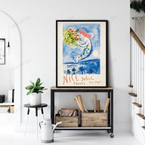 Marc Chagall Print, Nice Soleil Fleurs, Chagall Poster, Mid Century Modern French Wall Art, Home Wall Decor, Vintage Poster