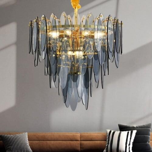 Luxury E14 Chandelier Lighting Postmodern Creative Glass Chandelier Living Room Bedroom Dining Hall Simple Fashion Hanging Lamp