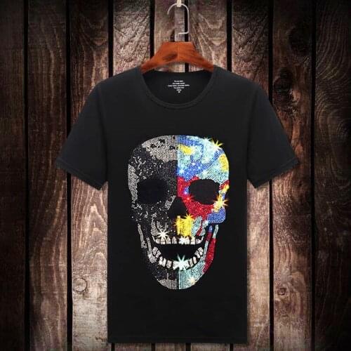 Luxury Rhinestones T Shirts Men Brand Short Sleeve Fashion Man Streetwear O Neck Slim Modal Cotton Tshirts Plus Size