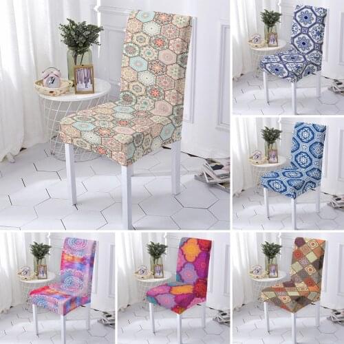 Spandex Elastic Chair Covers Dining Room Mandala Chair Slipcover Furniture Cover for Kitchen Home Wedding Hotel 1/2/4/6 PCS
