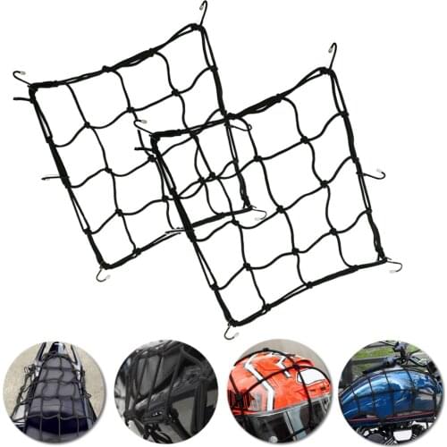 32*32cm Motorcycle Universal Elasticity Luggage Net Bike 6 Hooks Hold down Fuel Tank Luggage Mesh Web Bungee Black ATV Bike