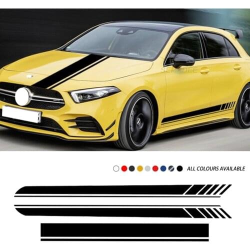 3Pcs Edition 1 AMG Style Car Side Skirt Stickers Auto Hood Bonnet Vinyl Decals For Mercedes Benz A Class AMG Car Accessories