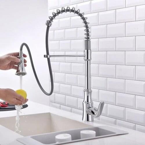 Pull Out Kitchen Faucet Tap Swivel Spouts Extensible Spring Mixer Pull Down Kitchen Sink Faucet Luxury Black /Chrome/Gold