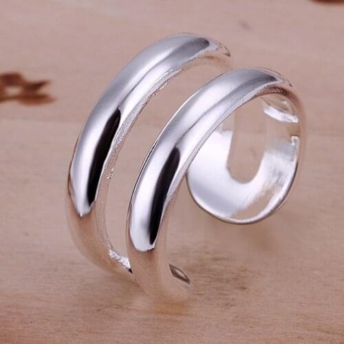 Hot Sale 925 Silver Jewelry Rings Fashion Round Finger Rings Adjustable For Women Men Silver Color Jewelry