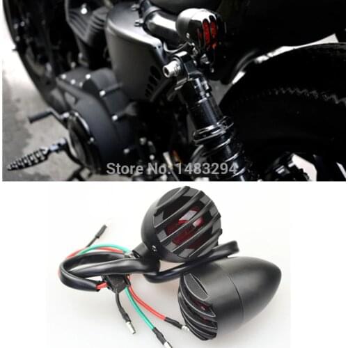 Black Bullet Grill Rear Indicators Brake Tail Light Fits For Harley Davidson Sportster 883 1200 XL Bobber Chopper Custom