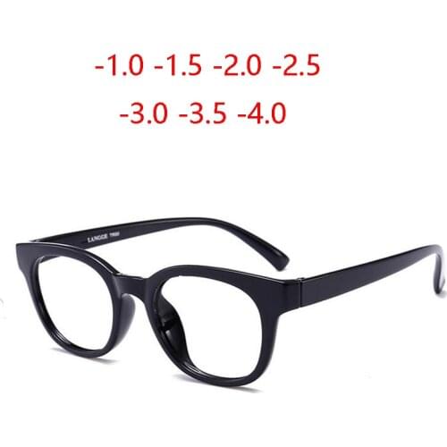 -1.0 -1.5 -2.0 -2.5 -3.0 -3.5 -4.0 Round Finished Myopia Glasses Women Men Retro TR90 Myopic Eyeglasses Striped Frame