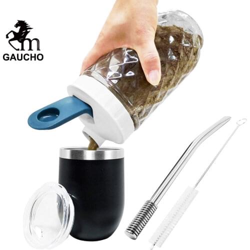 1 PC/Lot Gaucho Yerba Mate Gourds With Lid 360 ML Double Wall Heat Insulation Stainless Bombilla Straw Easy Cleaning Hot Sale