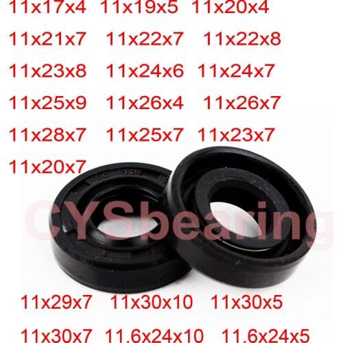 2pc TC Oil Seal Black Nitrile Shaft Gasket Radial Steel Rubble Ring 11x21x7 11x22x7 11x20x7 11x25x7 30x26x4x6 12x19x5mm